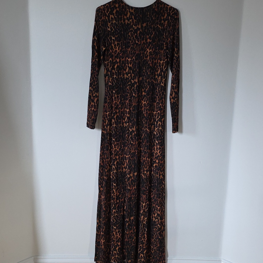 NWT AllSaints Katlyn Anita Leopard-Print Long Sleeve Maxi Dress, Size 4 - Picture 4 of 5